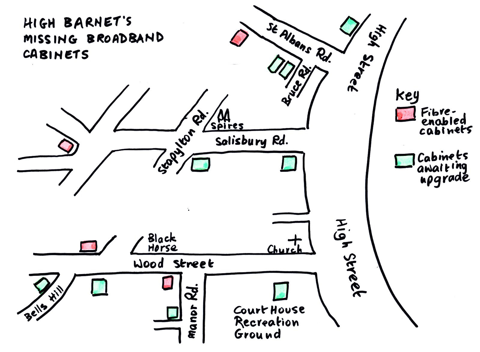 High Barnet's missing high speed Broadband cabinets