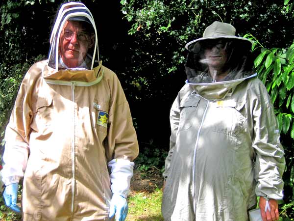 Geoff Hood (left), chairman of Barnet District Beekeepers Association, with new member Jeremy Main who hopes to get his first hive next year