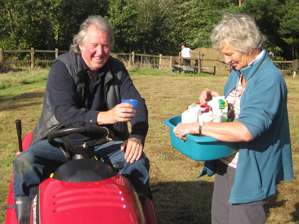 Eddie Bellman astride his tractor mower