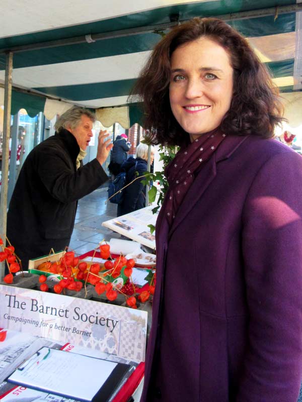 Mrs Theresa Villiers MP visiting the Barnet Society’s stall