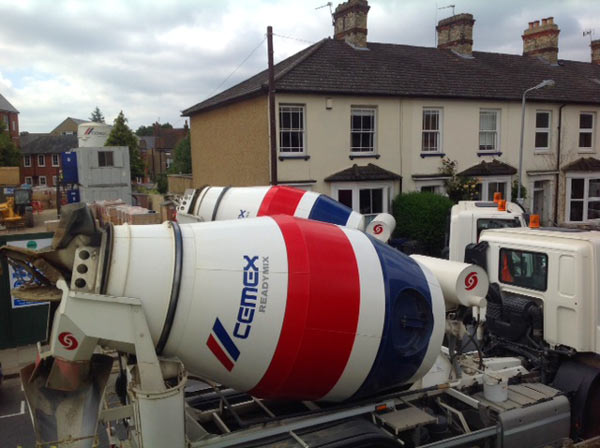 Union Street blocked by cement mixers - photo Nicola Turner