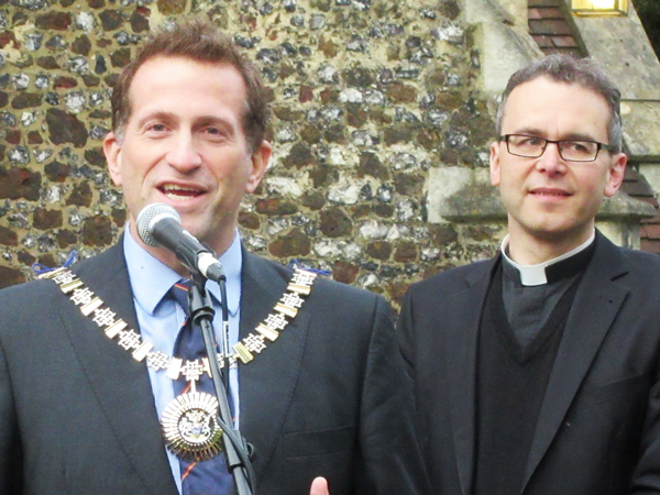 Councillor Mark Shooter, Mayor of Barnet, with the Rector Thomas Renz