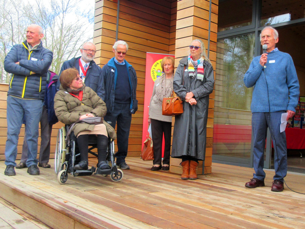 Dick Elms, chair of the trustees, welcomes guests at the official opening