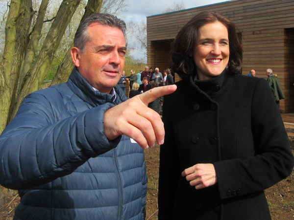 Michael McInerney shows the Chipping Barnet MP Theresa Villiers the site