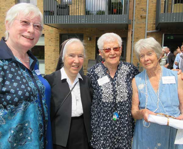 “Stubborn but steadfast” – pioneers of the Older Women’s Cohousing Community celebrate the opening of their Union Street complex. From left to right, Maria Brenton, consultant, Sister Christina O’Dwyer, Shirley Meredeen, founder member, Angela Ratcliffe, convenor