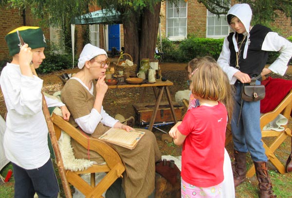 Debra Murray of the Medieval Siege Society had a captive audience as she described medieval money and customs