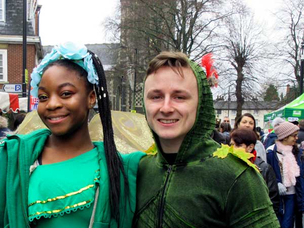 Two stars from the Christmas pantomime at the Bull Theatre – Peter Pan (Josh Fedrick) and Tinkerbell (Miriam Nyarko)