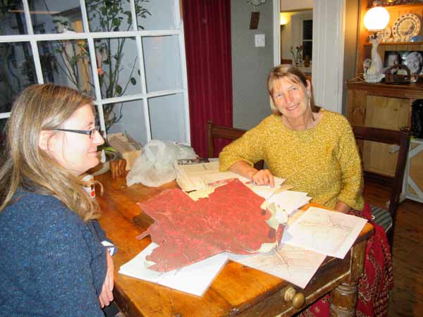 Emma and Penny with the wallpaper dating back over 150 years