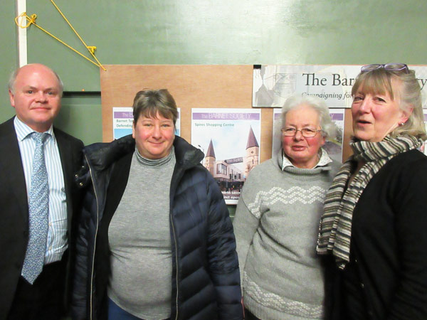 Councillor David Longstaff has assured residents there will be another consultation on a further extension to the Barnet Hospital CPZ. From left to right, Councillor Longstaff, Ruth Lederman, Angela Morris and Patricia Yorke