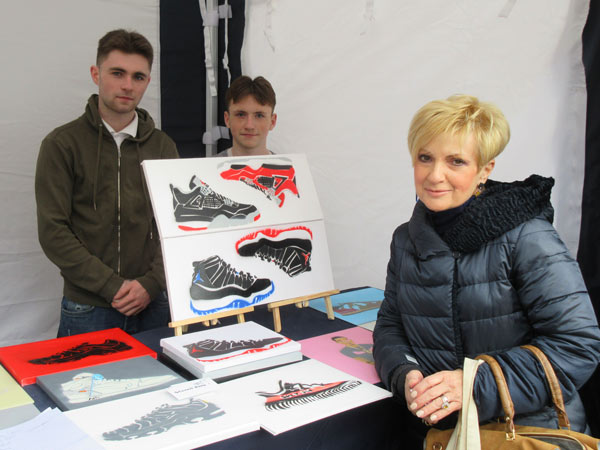 Gail Laser of Love Barnet with Luke Farrelly (left) and his brother Matthew, have started Stencil King, a business selling hand-made stencil-based art work