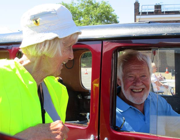 Diane Nightingale, classic car show organiser, and Brian White in his 1931 Singer Junior