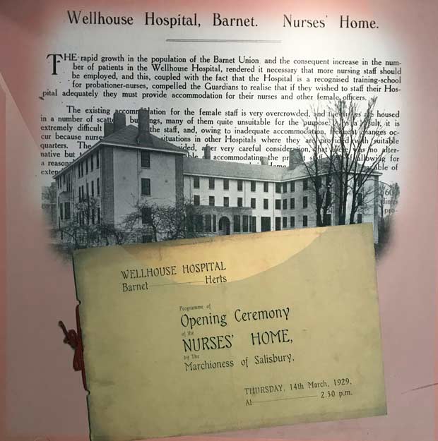 An early photograph of the nurses’ home alongside an invitation to its official opening on March 14, 2019