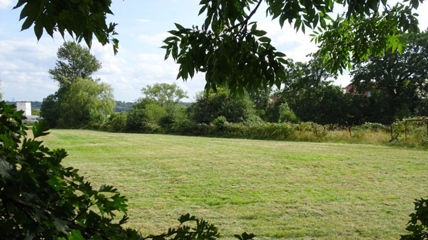 Whalebones meadow looking south. Barnet Hospital in middle-distance, left. Dollis Valley in far distance.